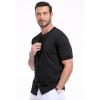 imageYTD Mens Knit Casual Button Down Shirts Short Sleeve Textured Summer Beach ShirtsBlack