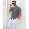 imageYTD Mens Knit Casual Button Down Shirts Short Sleeve Textured Summer Beach ShirtsDark Gray