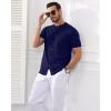 imageYTD Mens Knit Casual Button Down Shirts Short Sleeve Textured Summer Beach ShirtsNavy