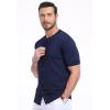 imageYTD Mens Knit Casual Button Down Shirts Short Sleeve Textured Summer Beach ShirtsNavy