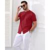 imageYTD Mens Knit Casual Button Down Shirts Short Sleeve Textured Summer Beach ShirtsWine Red1