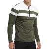 imageYTD Mens Long Sleeve Polo Shirts QuarterZip Casual Slim Fit Lapel Neck Basic Designed Cotton ShirtsArmy Green