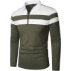 imageYTD Mens Long Sleeve Polo Shirts QuarterZip Casual Slim Fit Lapel Neck Basic Designed Cotton ShirtsArmy Green
