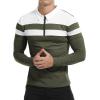 imageYTD Mens Long Sleeve Polo Shirts QuarterZip Casual Slim Fit Lapel Neck Basic Designed Cotton ShirtsArmy Green