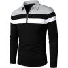 imageYTD Mens Long Sleeve Polo Shirts QuarterZip Casual Slim Fit Lapel Neck Basic Designed Cotton ShirtsLsblack