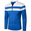 imageYTD Mens Long Sleeve Polo Shirts QuarterZip Casual Slim Fit Lapel Neck Basic Designed Cotton ShirtsLsblue