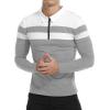 imageYTD Mens Long Sleeve Polo Shirts QuarterZip Casual Slim Fit Lapel Neck Basic Designed Cotton ShirtsLsdark Gray