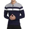 imageYTD Mens Long Sleeve Polo Shirts QuarterZip Casual Slim Fit Lapel Neck Basic Designed Cotton ShirtsLsnavy Blue