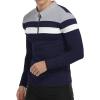 imageYTD Mens Long Sleeve Polo Shirts QuarterZip Casual Slim Fit Lapel Neck Basic Designed Cotton ShirtsLsnavy Blue