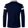 imageYTD Mens Long Sleeve Polo Shirts QuarterZip Casual Slim Fit Lapel Neck Basic Designed Cotton ShirtsLsnavy Blue