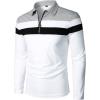 imageYTD Mens Long Sleeve Polo Shirts QuarterZip Casual Slim Fit Lapel Neck Basic Designed Cotton ShirtsLswhite