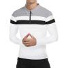 imageYTD Mens Long Sleeve Polo Shirts QuarterZip Casual Slim Fit Lapel Neck Basic Designed Cotton ShirtsLswhite