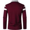 imageYTD Mens Long Sleeve Polo Shirts QuarterZip Casual Slim Fit Lapel Neck Basic Designed Cotton ShirtsLswine Red