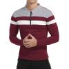 imageYTD Mens Long Sleeve Polo Shirts QuarterZip Casual Slim Fit Lapel Neck Basic Designed Cotton ShirtsLswine Red