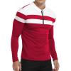 imageYTD Mens Long Sleeve Polo Shirts QuarterZip Casual Slim Fit Lapel Neck Basic Designed Cotton ShirtsRed