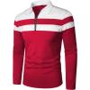 imageYTD Mens Long Sleeve Polo Shirts QuarterZip Casual Slim Fit Lapel Neck Basic Designed Cotton ShirtsRed