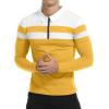 imageYTD Mens Long Sleeve Polo Shirts QuarterZip Casual Slim Fit Lapel Neck Basic Designed Cotton ShirtsYellow
