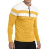 imageYTD Mens Long Sleeve Polo Shirts QuarterZip Casual Slim Fit Lapel Neck Basic Designed Cotton ShirtsYellow