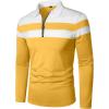 imageYTD Mens Long Sleeve Polo Shirts QuarterZip Casual Slim Fit Lapel Neck Basic Designed Cotton ShirtsYellow