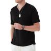 imageYTD Mens LongShort Sleeve Henley Shirts Casual Fashion Beach Yoga Loose Fit TShirtsA1 Black