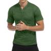 imageYTD Mens LongShort Sleeve Henley Shirts Casual Fashion Beach Yoga Loose Fit TShirtsA2 Green