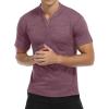 imageYTD Mens LongShort Sleeve Henley Shirts Casual Fashion Beach Yoga Loose Fit TShirtsA2 Maroon