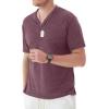 imageYTD Mens LongShort Sleeve Henley Shirts Casual Fashion Beach Yoga Loose Fit TShirtsA2 Maroon
