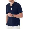 imageYTD Mens LongShort Sleeve Henley Shirts Casual Fashion Beach Yoga Loose Fit TShirtsA2 Navy