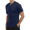 imageYTD Mens LongShort Sleeve Henley Shirts Casual Fashion Beach Yoga Loose Fit TShirtsA2 Navy