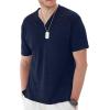 imageYTD Mens LongShort Sleeve Henley Shirts Casual Fashion Beach Yoga Loose Fit TShirtsA2 Navy