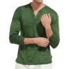 imageYTD Mens LongShort Sleeve Henley Shirts Casual Fashion Beach Yoga Loose Fit TShirtsGreen