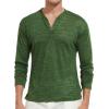 imageYTD Mens LongShort Sleeve Henley Shirts Casual Fashion Beach Yoga Loose Fit TShirtsGreen