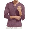 imageYTD Mens LongShort Sleeve Henley Shirts Casual Fashion Beach Yoga Loose Fit TShirtsMaroon