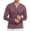 imageYTD Mens LongShort Sleeve Henley Shirts Casual Fashion Beach Yoga Loose Fit TShirtsMaroon