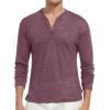 imageYTD Mens LongShort Sleeve Henley Shirts Casual Fashion Beach Yoga Loose Fit TShirtsMaroon