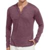 imageYTD Mens LongShort Sleeve Henley Shirts Casual Fashion Beach Yoga Loose Fit TShirtsMaroon