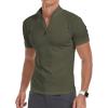 imageYTD Mens LongShort Sleeve Polo Shirts QuarterZip Casual Slim Fit Mock Neck Basic Designed Cotton ShirtsA1army Green
