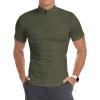 imageYTD Mens LongShort Sleeve Polo Shirts QuarterZip Casual Slim Fit Mock Neck Basic Designed Cotton ShirtsA1army Green