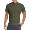 imageYTD Mens LongShort Sleeve Polo Shirts QuarterZip Casual Slim Fit Mock Neck Basic Designed Cotton ShirtsA1army Green
