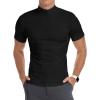 imageYTD Mens LongShort Sleeve Polo Shirts QuarterZip Casual Slim Fit Mock Neck Basic Designed Cotton ShirtsA1black