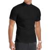 imageYTD Mens LongShort Sleeve Polo Shirts QuarterZip Casual Slim Fit Mock Neck Basic Designed Cotton ShirtsA1black