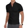 imageYTD Mens LongShort Sleeve Polo Shirts QuarterZip Casual Slim Fit Mock Neck Basic Designed Cotton ShirtsA1black