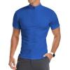 imageYTD Mens LongShort Sleeve Polo Shirts QuarterZip Casual Slim Fit Mock Neck Basic Designed Cotton ShirtsA1blue