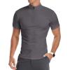 imageYTD Mens LongShort Sleeve Polo Shirts QuarterZip Casual Slim Fit Mock Neck Basic Designed Cotton ShirtsA1dark Gray