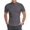 imageYTD Mens LongShort Sleeve Polo Shirts QuarterZip Casual Slim Fit Mock Neck Basic Designed Cotton ShirtsA1dark Gray