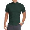 imageYTD Mens LongShort Sleeve Polo Shirts QuarterZip Casual Slim Fit Mock Neck Basic Designed Cotton ShirtsA1dark Green