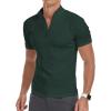 imageYTD Mens LongShort Sleeve Polo Shirts QuarterZip Casual Slim Fit Mock Neck Basic Designed Cotton ShirtsA1dark Green