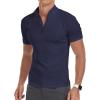 imageYTD Mens LongShort Sleeve Polo Shirts QuarterZip Casual Slim Fit Mock Neck Basic Designed Cotton ShirtsA1navy