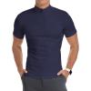 imageYTD Mens LongShort Sleeve Polo Shirts QuarterZip Casual Slim Fit Mock Neck Basic Designed Cotton ShirtsA1navy