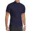 imageYTD Mens LongShort Sleeve Polo Shirts QuarterZip Casual Slim Fit Mock Neck Basic Designed Cotton ShirtsA1navy